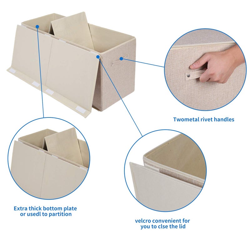 popoly Large Toy Box Chest Storage with Flip-Top Lid, Collapsible Kids Storage Boxes Container Bins for Toys, Playroom Organizers, 25"x13" x16"(Linen Beige) - Image 3